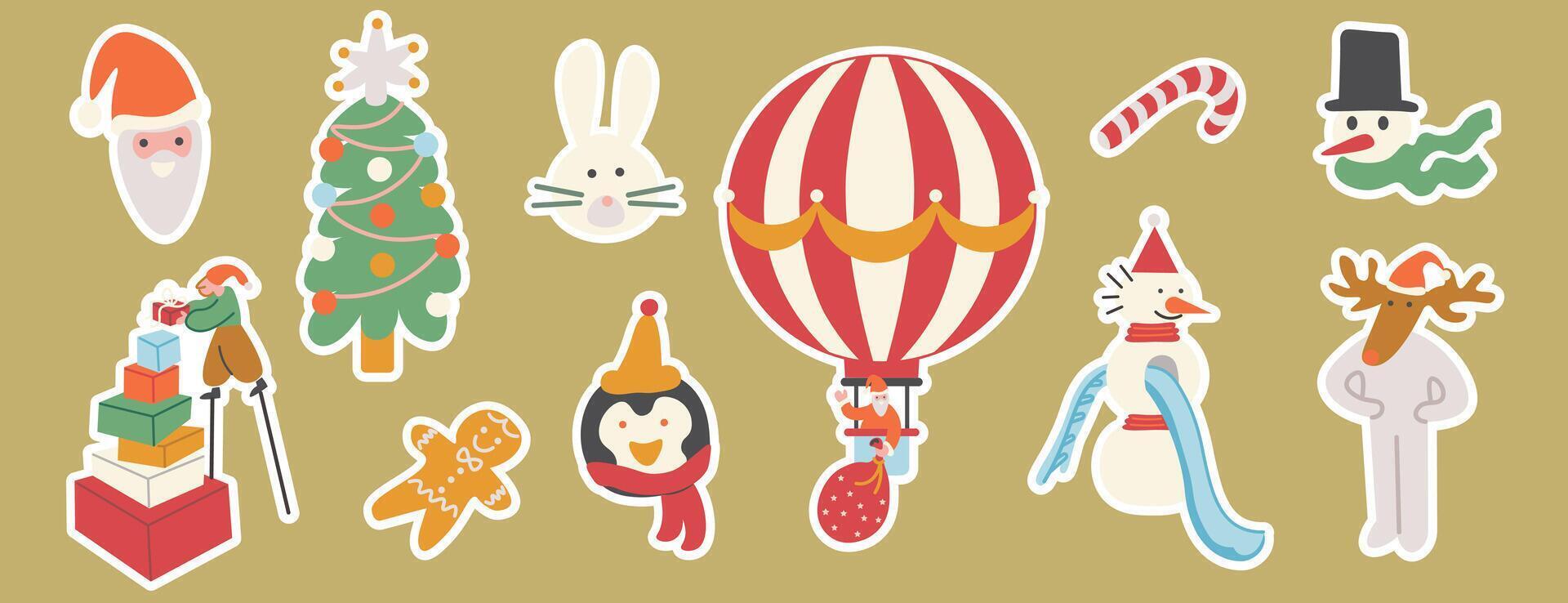 Christmas and New Year sticker set vector
