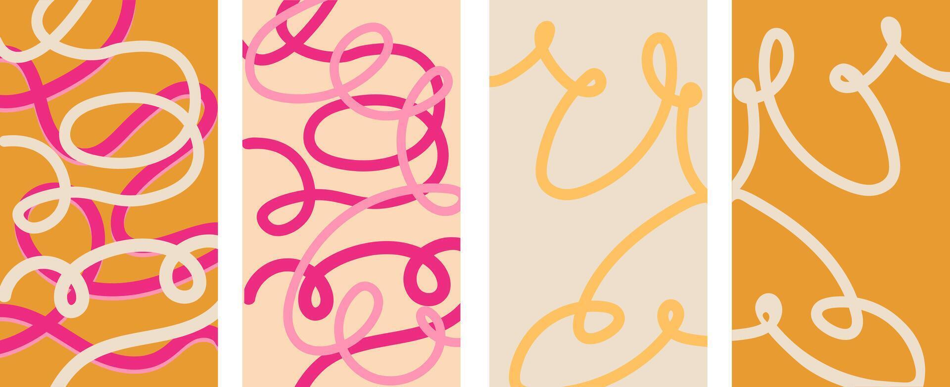 abstract doodles vertical background set vector