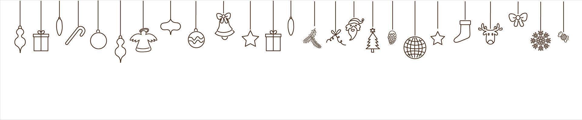 horizontal background with new year Christmas garland vector