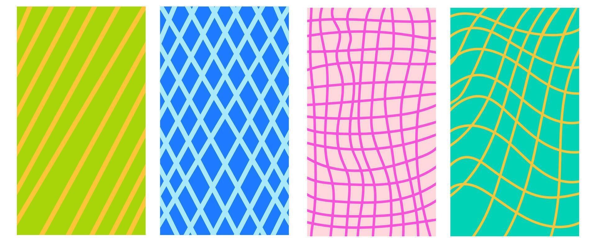 lines cages ornaments vertical background set vector