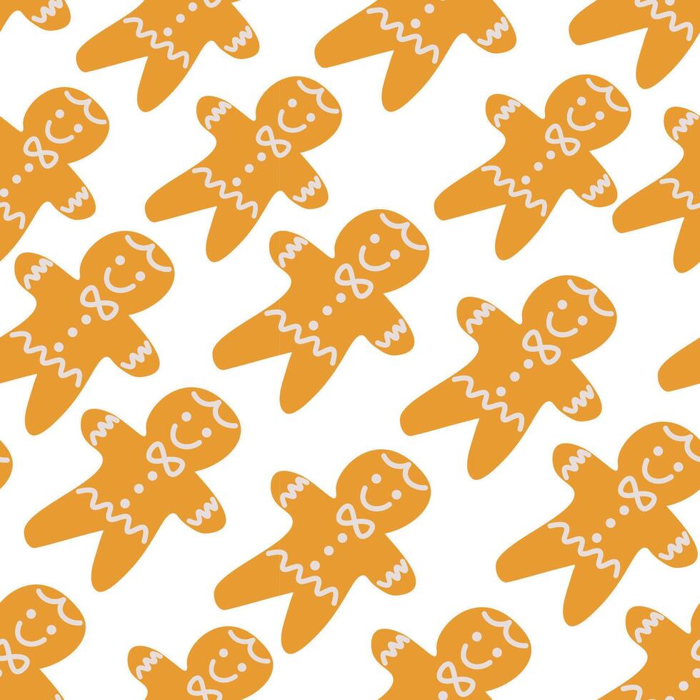 seamless pattern with gingerbread in shape doodle style vector