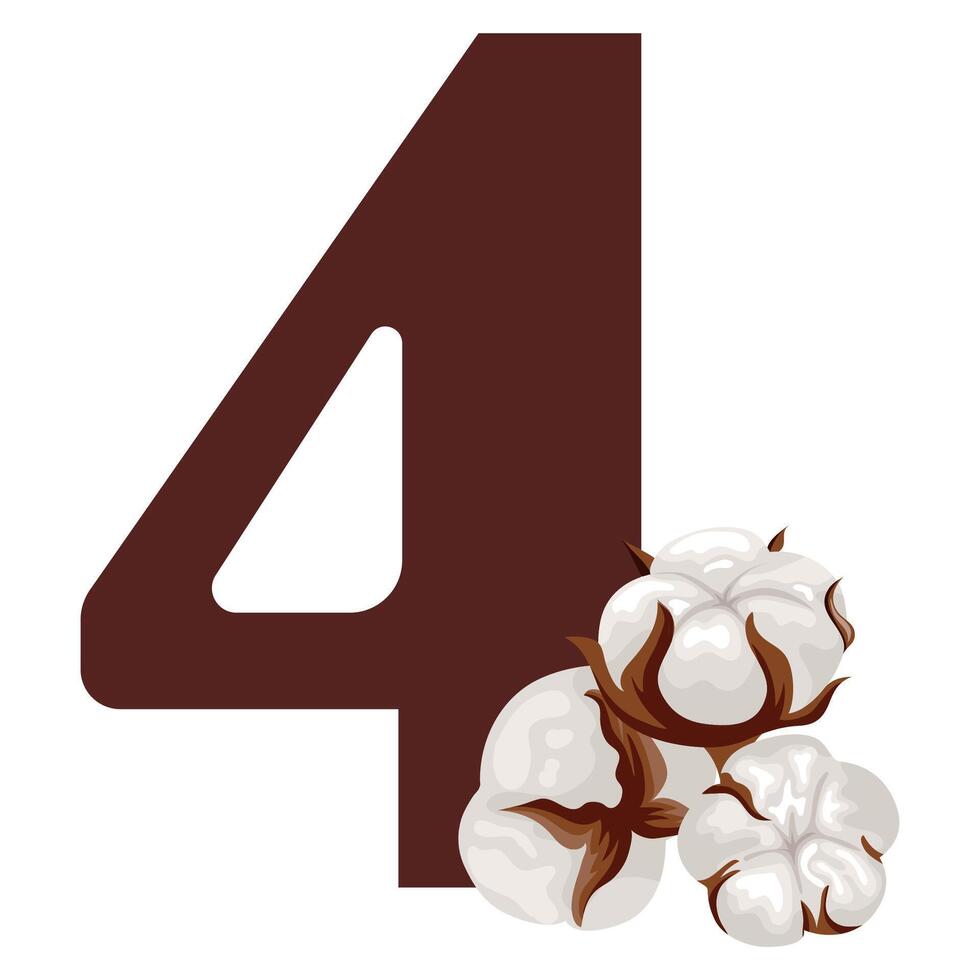 number four with new year design namely different cotton colors for christmas new year designs vector