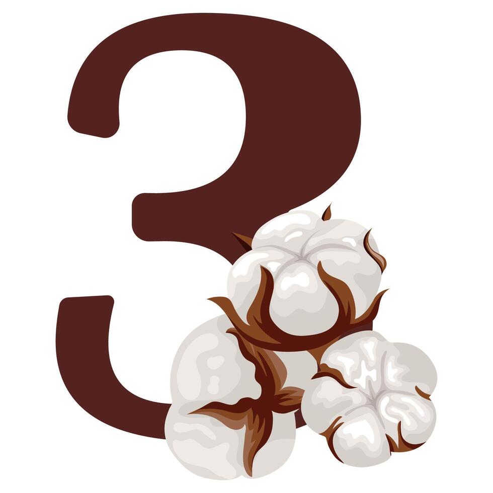 number three with new year design namely different cotton colors for christmas new year designs vector