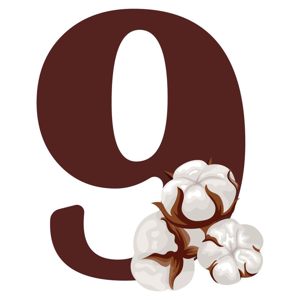 number nine with new year design namely different cotton colors for christmas new year designs vector