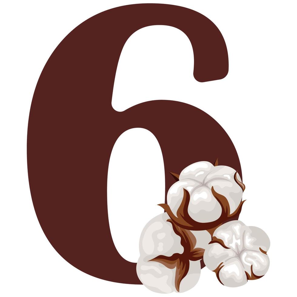 number six with new year design namely different cotton colors for christmas new year designs vector