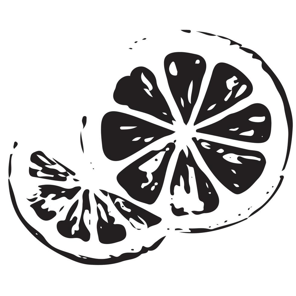 orange half icon in sketch style drawn in line art style, for different designs, patterns or textiles vector