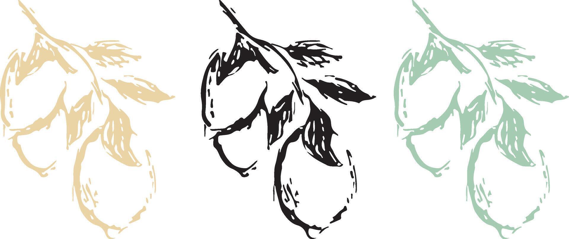 original lemon branch icon in sketch style drawn with unusual lines in different colors, for different textiles, posters or different designs vector