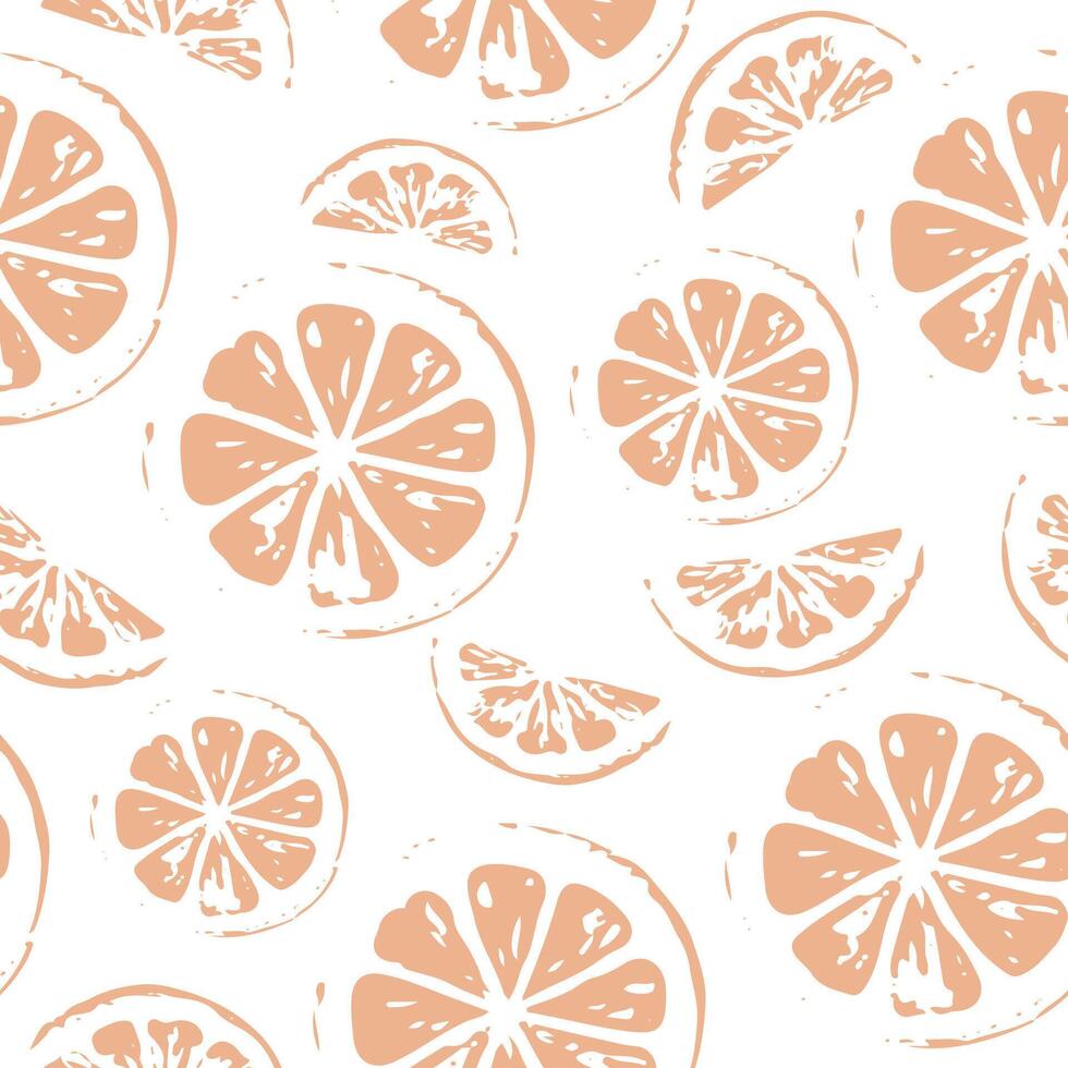 seamless pattern with orange half icons in sketch style drawn with orange lines, for poster, pattern or textile vector