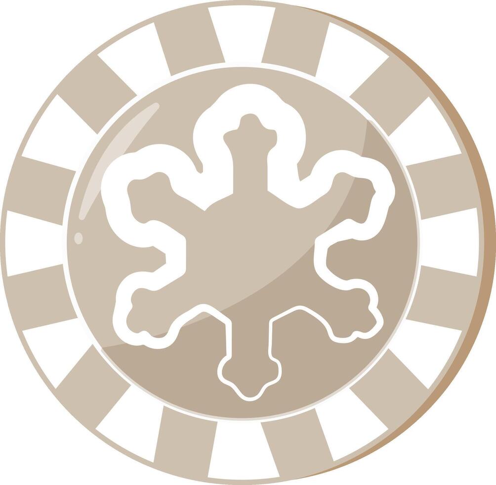 new year design of poker chip for playing in beige colors with snowflake icon, for different designs, posters or banners vector