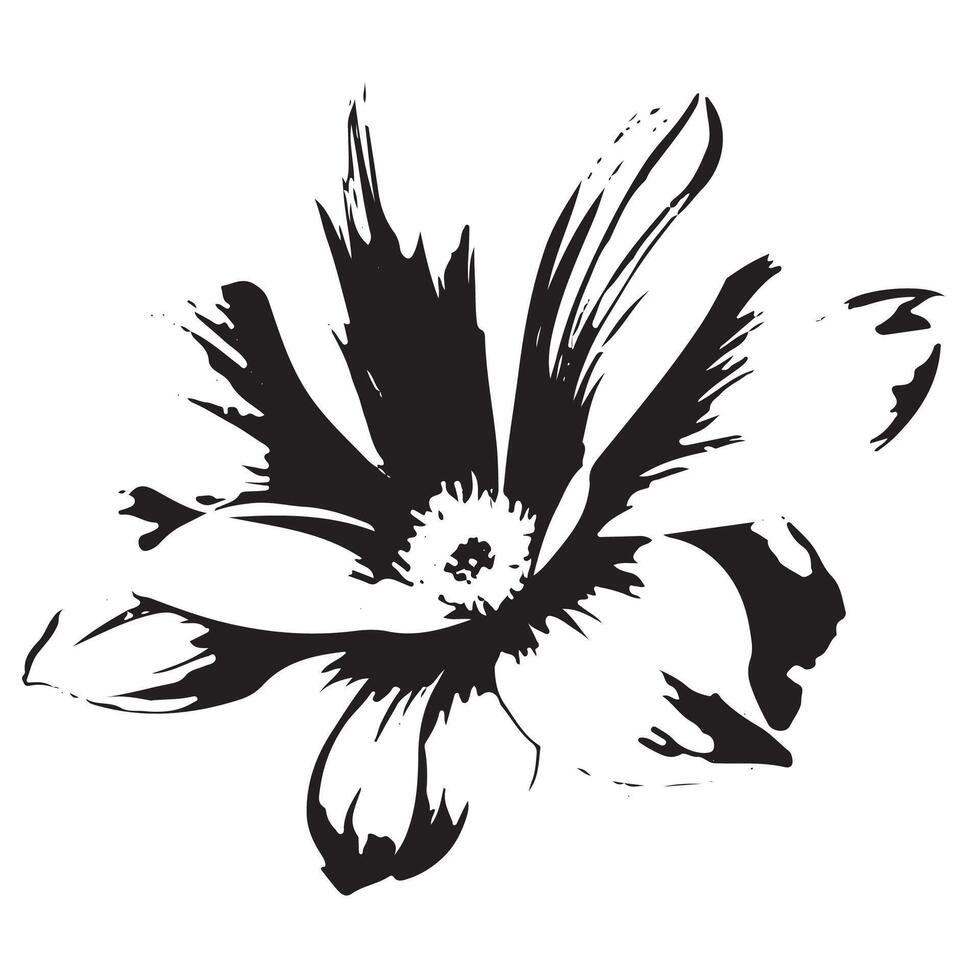print, sketch of an opened large daisy bud in line art style, for textiles, posters or banners vector