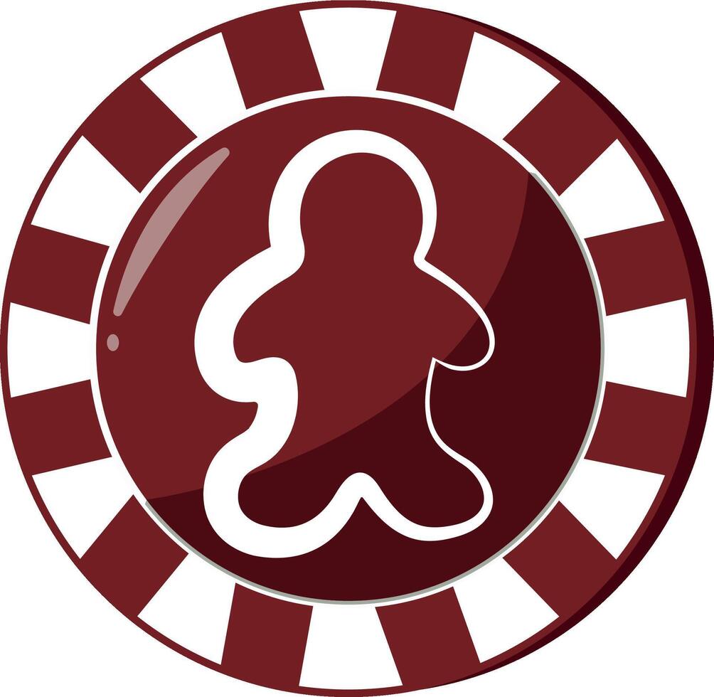 new year design of poker chip for game in red colors with gingerbread icon, for different designs, posters or banners vector