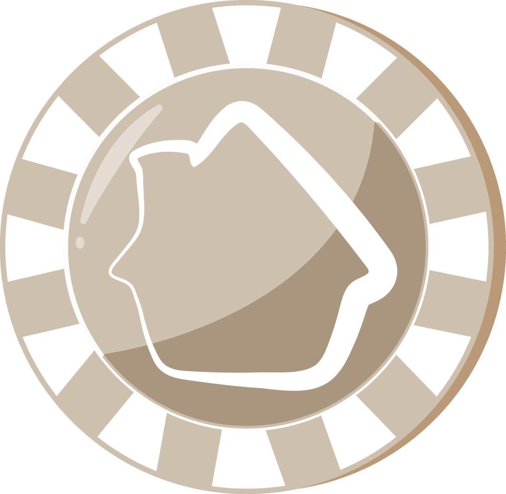 new year design of poker chip for playing in beige colors with gingerbread house icon, for different designs, posters or banners vector