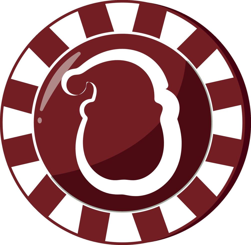new year design of poker chip for game in red colors with santa icon, for different designs, posters or banners vector