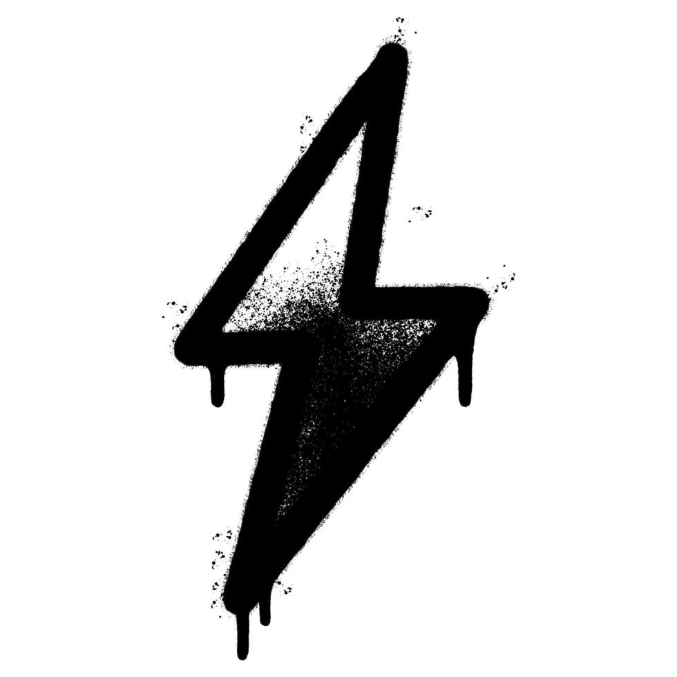 Spray Painted Graffiti electric lightning bolt symbol Sprayed isolated with a white background. graffiti electric lightning bolt icon with over spray in black over white. vector