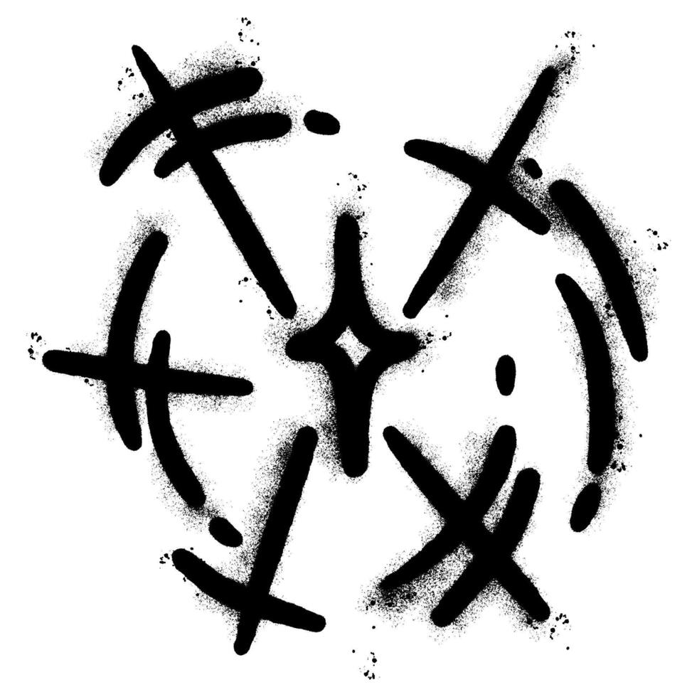 Spray Painted Graffiti stars sparkle icon Sprayed isolated with a white background. graffiti shining burst with over spray in black over white. vector