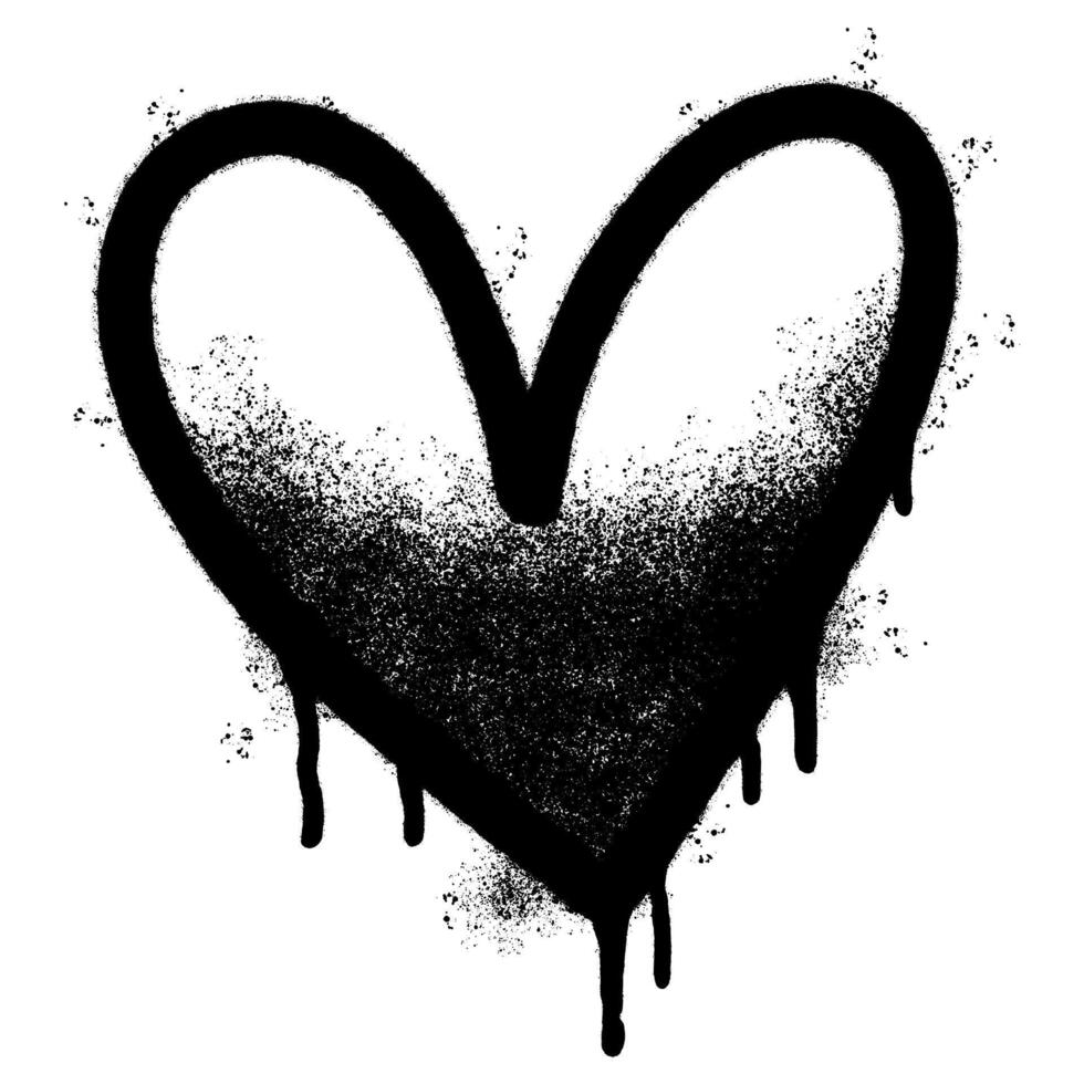 Spray Painted Graffiti heart icon Sprayed isolated with a white background. graffiti love icon with over spray in black over white. vector