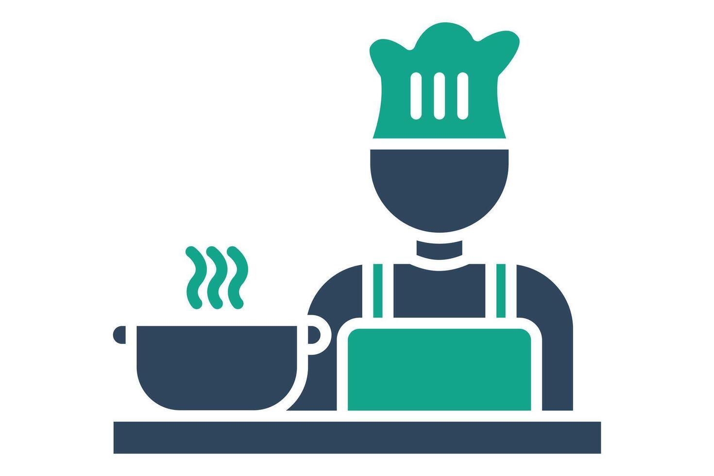 Cooking icon. solid icon style. chef with cooking pot. icon related to kitchen. meal elements illustration vector