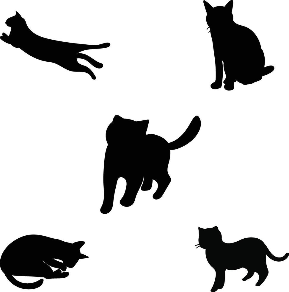 Illustration silhouette cat pose isolated in a white background vector