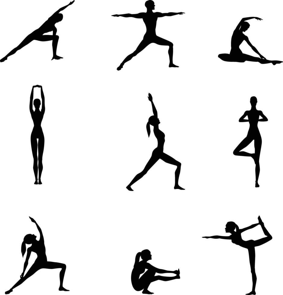 Illustration silhouette people gymnastic excersize isolated in a white background vector