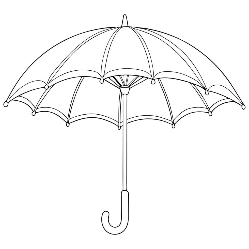 Umbrella or rain shield outline coloring book page line art drawing vector