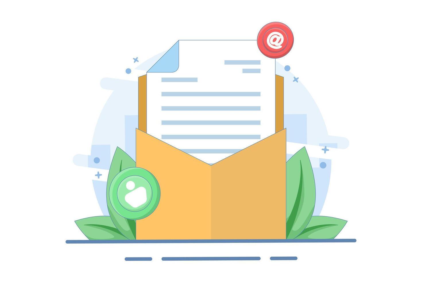 Open Envelope Concept with letter, Email marketing flat illustration, Online business strategy, Advertising, Email newsletter, sending messages, marketing materials. vector
