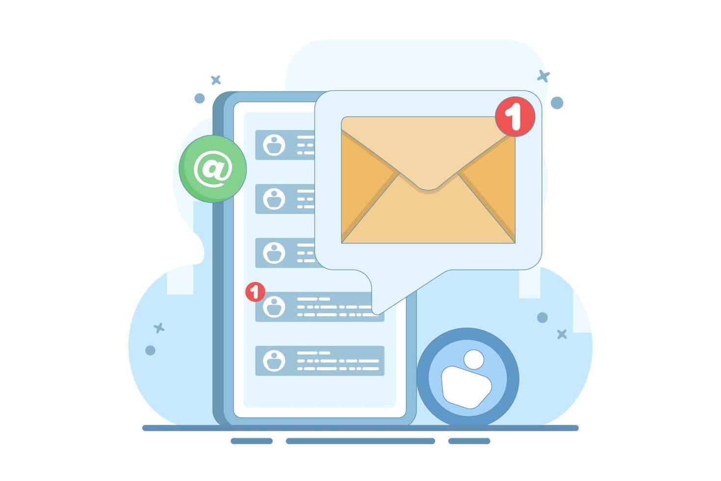 New email message notification concept on screen, Email marketing flat illustration, Online business strategy, Advertising, Email newsletter, sending messages, marketing materials. Flat illustration. vector
