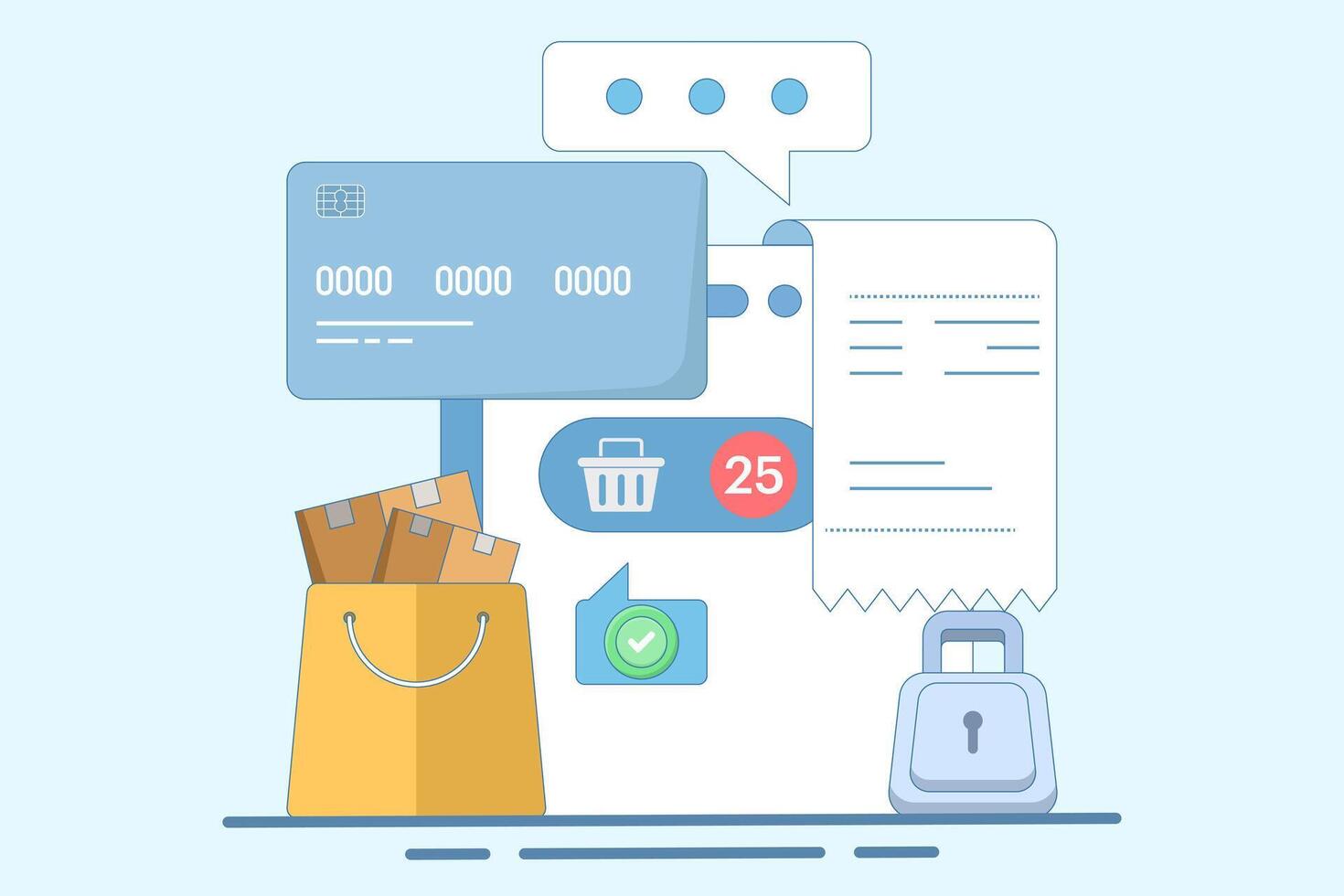 online ordering concept. making online purchases, and ordering goods via mobile applications. Mobile Payment, online shopping, e-commerce concept. Modern illustration in flat style. vector