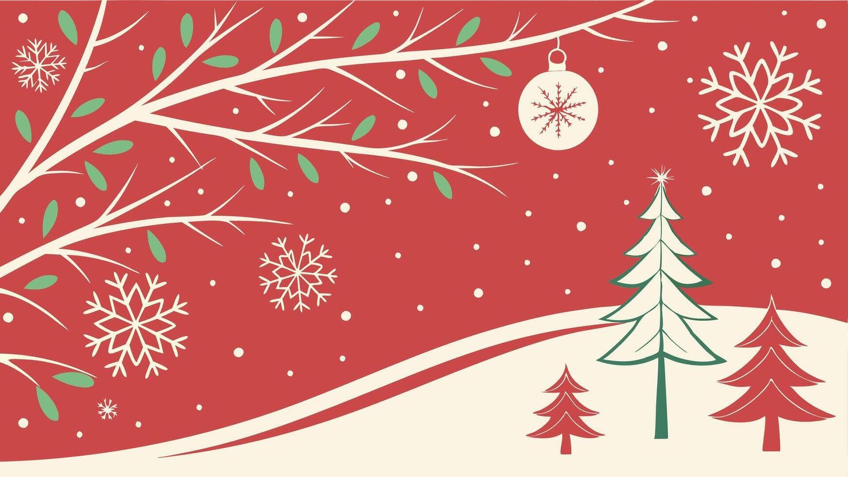 Photo of a festive red Christmas background with snowflakes vector