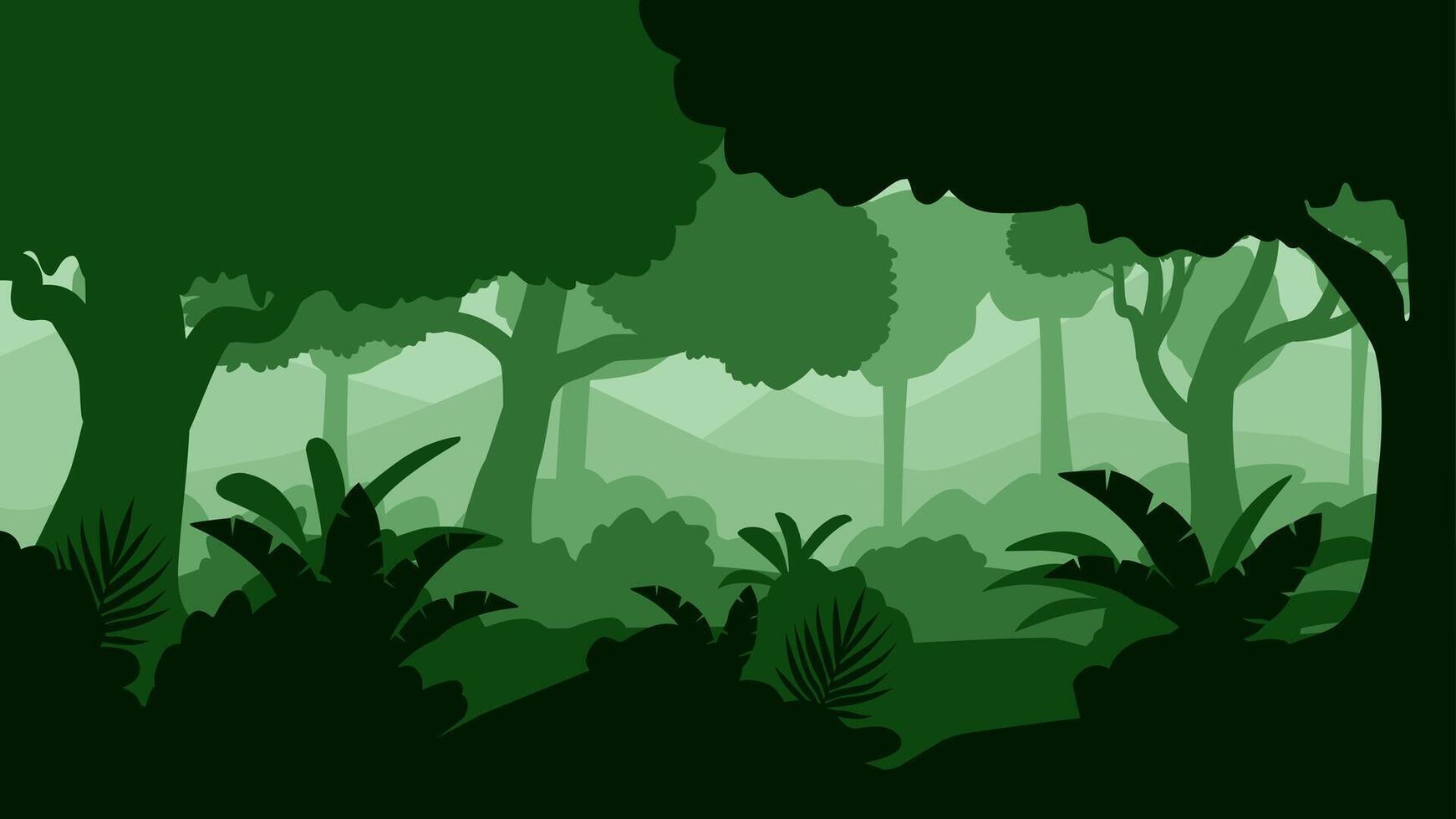 Landscape illustration of deep forest vector