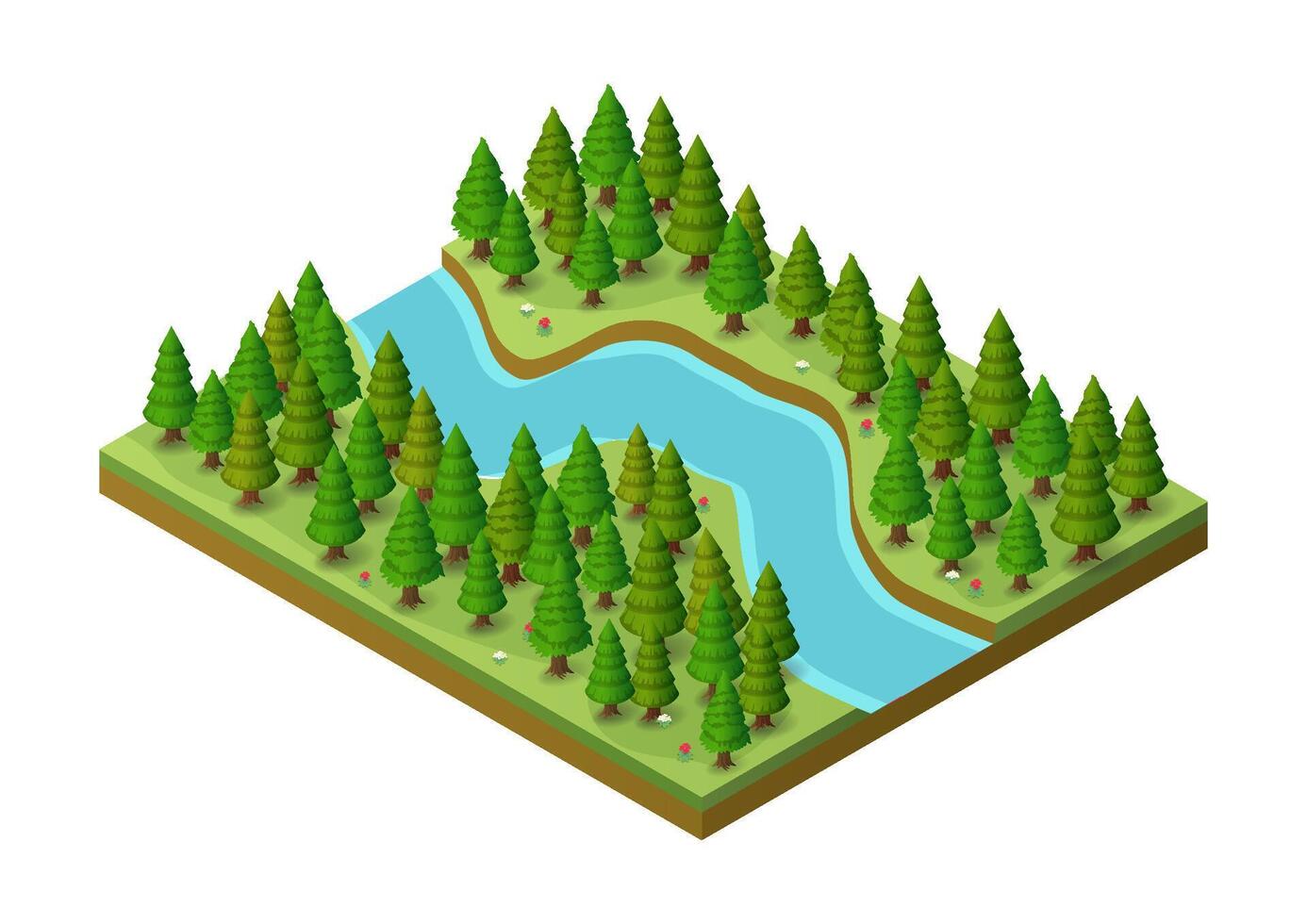 Beautiful isometric natural river vector