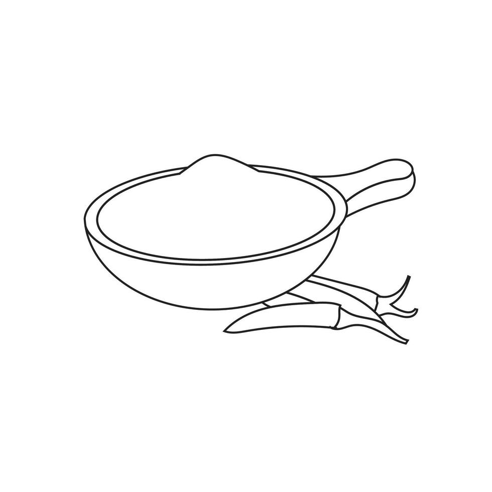 Illustration line sketch chili powder unique design vector