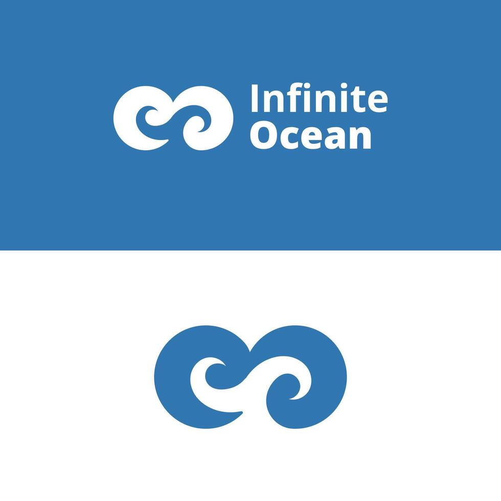 Logo infinite ocean wave blue unique design with blank background vector