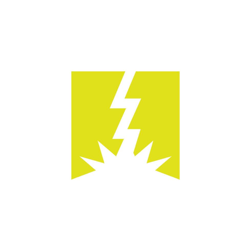 Logo square label thunder spark yellow unique design vector