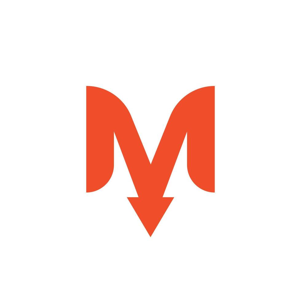 Logo letter M arrow down unique design with blank background vector