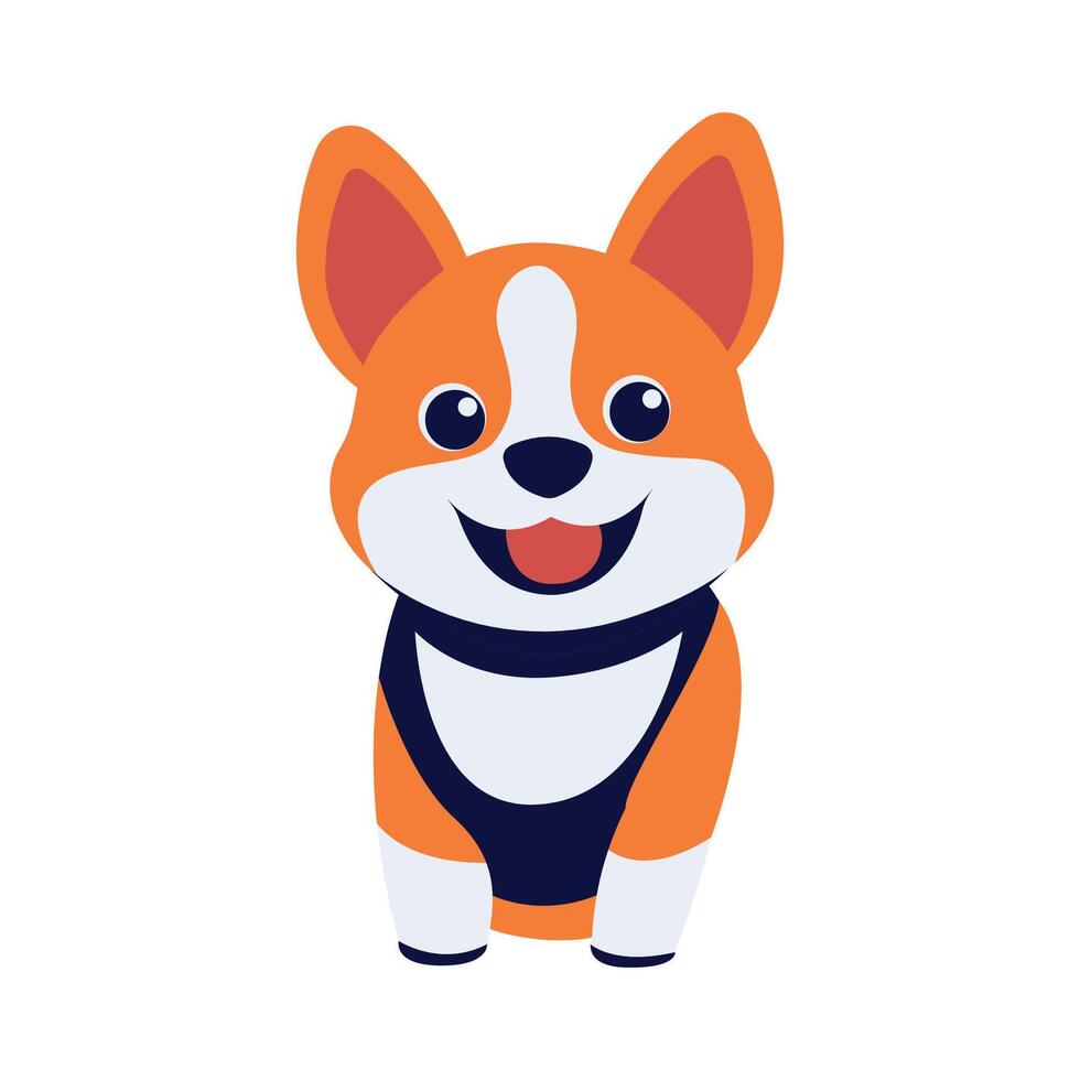 Cute Orange Puppy Dog Animal Cartoon Character with Smiling Expression vector