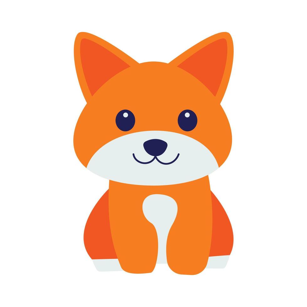 Cute Orange Puppy Dog Nature Animal Cartoon Character with Smile Expression vector