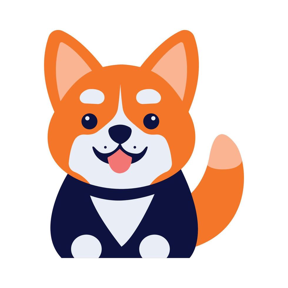 Cute Orange Blue Puppy Dog Animal Cartoon Character with Happy Expression vector