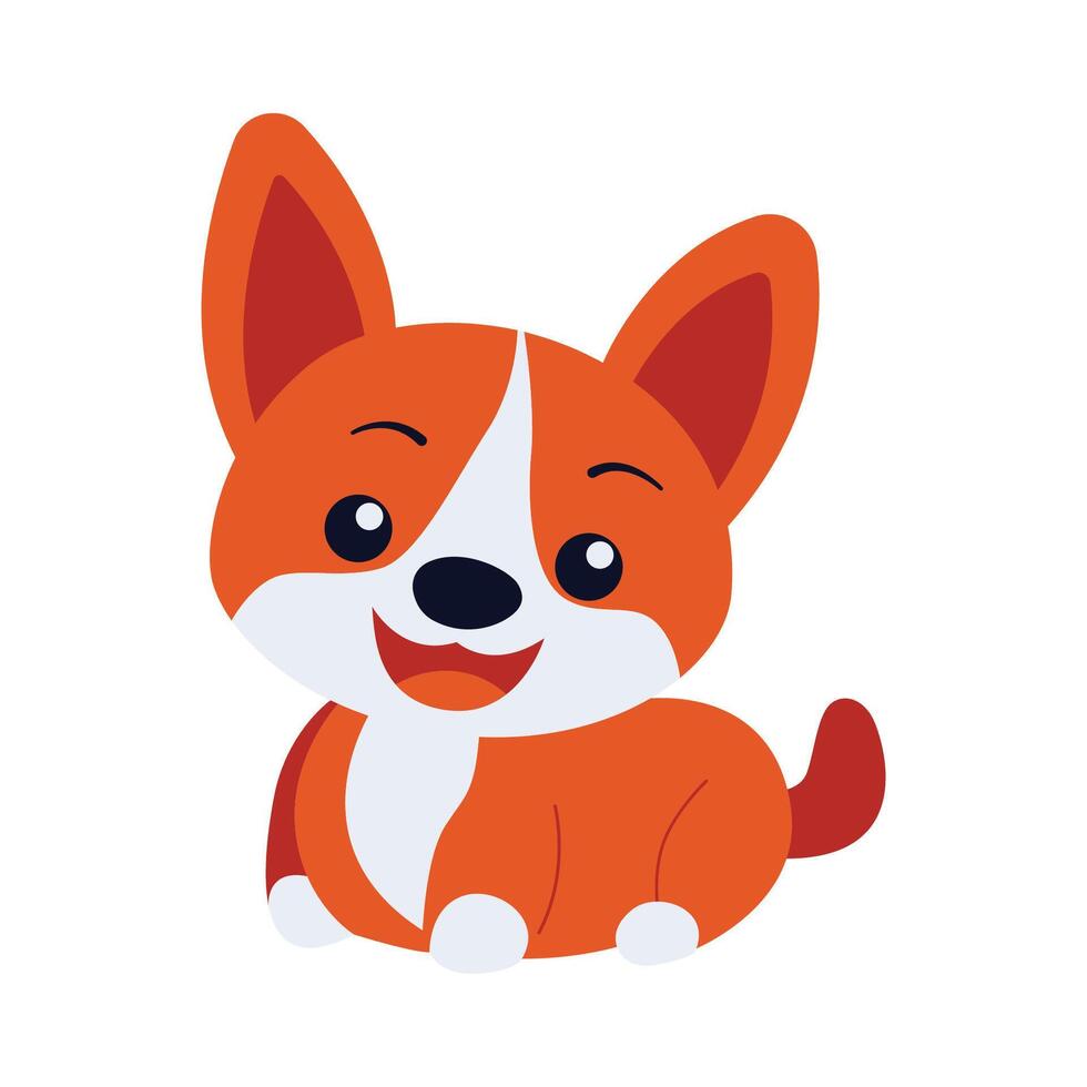 Cute Orange Little Puppy Dog Animal Cartoon Character with Smile Expression vector