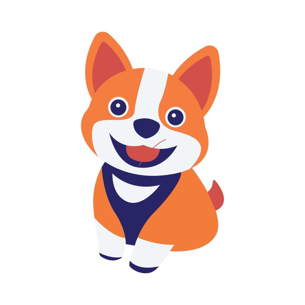 Cute Orange Puppy Dog Animal Cartoon Character with Cheerful Expression vector