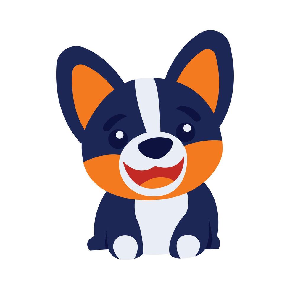 Adorable Orange Blue Puppy Dog Animal Cartoon Character with Smile Expression vector