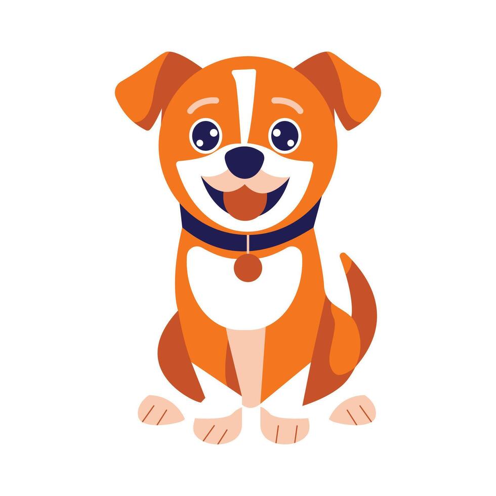 Cute Orange Puppy Dog Wild Animal Cartoon Character with Smile Expression vector
