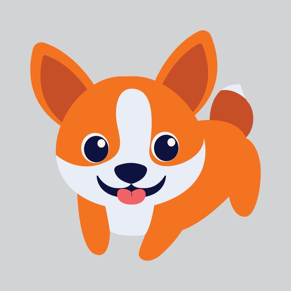 Cute Orange Baby Puppy Dog Animal Cartoon Character with Smile Expression vector