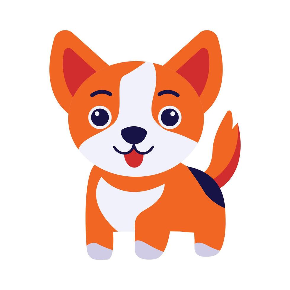 Funny Orange Puppy Dog Animal Cartoon Character with Smile Expression vector