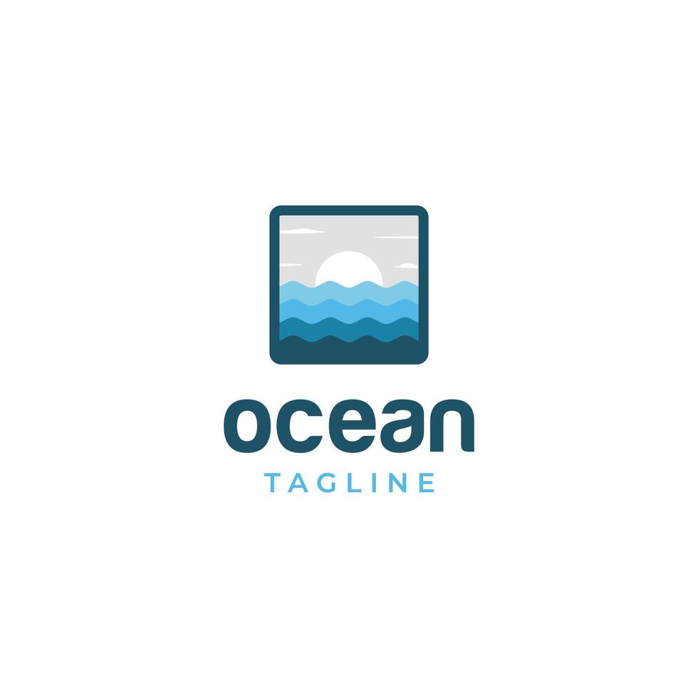 Ocean Wave Logo abstract design modern simple concept vector
