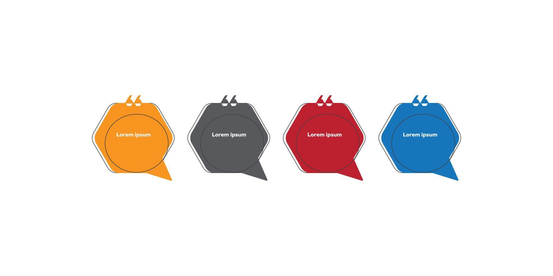 Hexagon shape chat bubble with four different colors vector