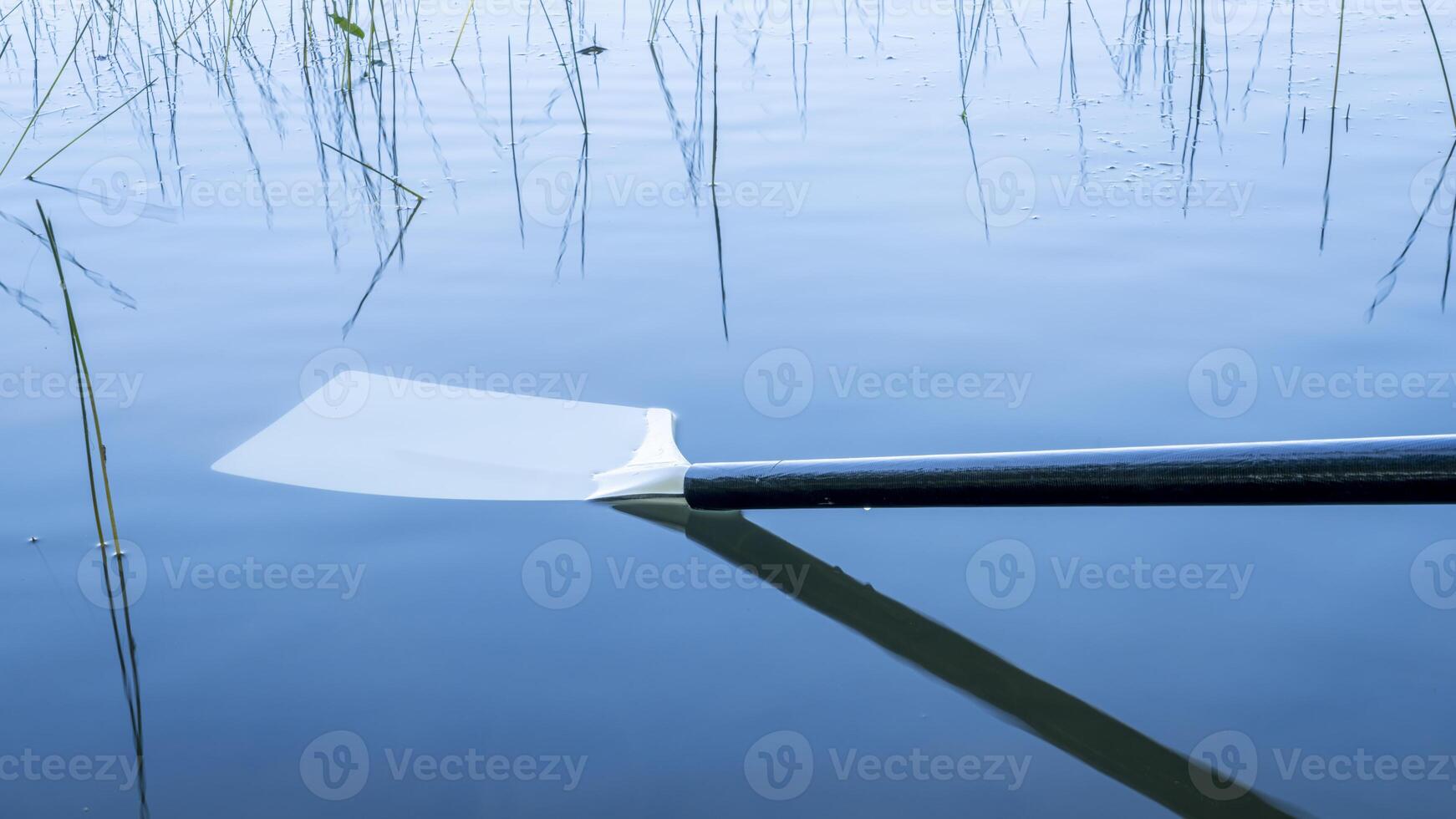 hatchet sculling oar on a calm lake, Boyd Lake in Colorado photo