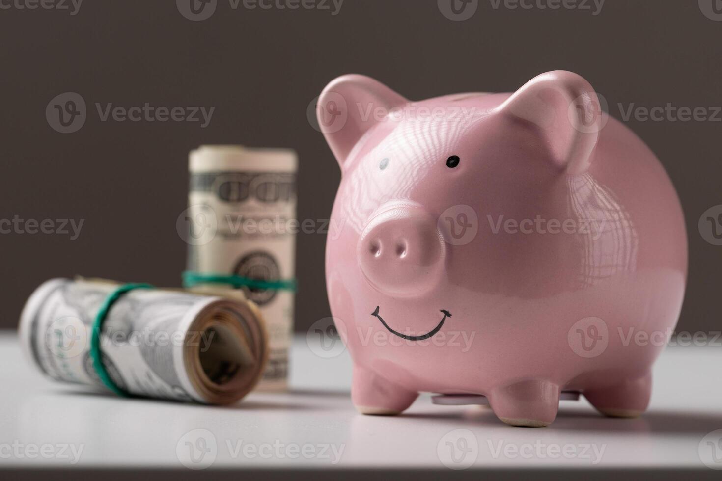Pink pig piggy bank photo