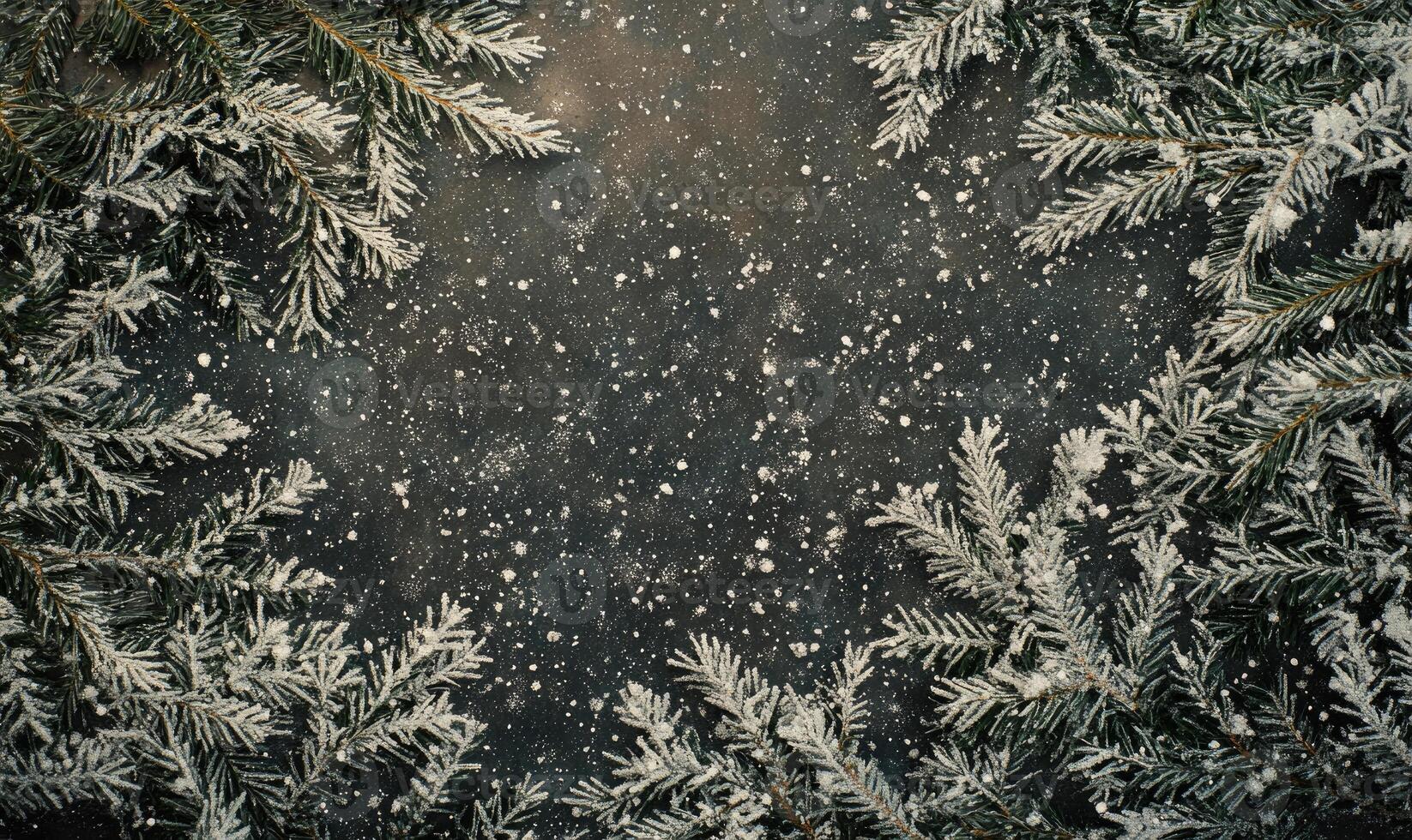 A snowy background with a tree in the foreground photo