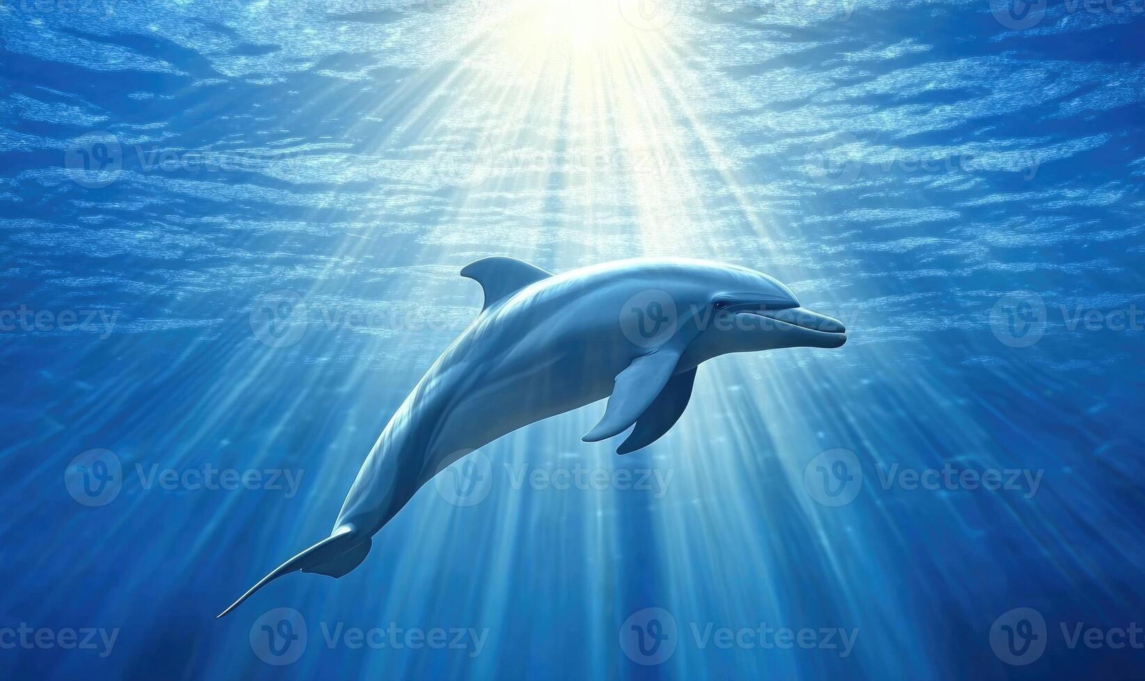 A dolphin is swimming in the ocean photo