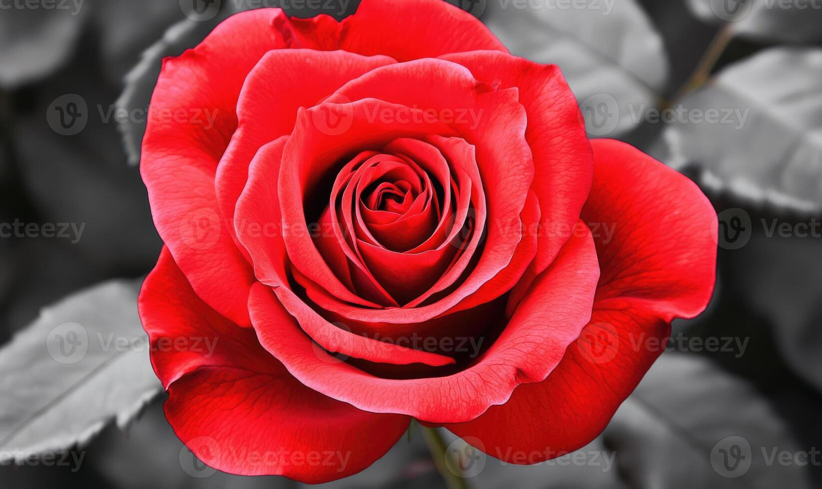 A red rose with a green stem photo